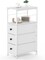Narrow Dresser for Small Spaces | Slim White 3-Drawer Chest with Wood Shelf & Anti-Tip Design | Space-Saving Bedroom/Office Dresser Tower (28.26" H x 10.04" W)